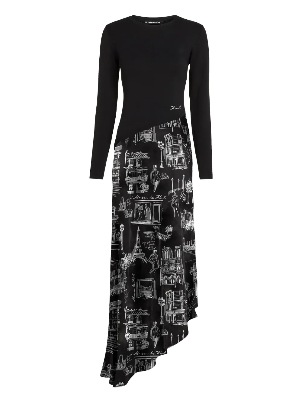 Karl Lagerfeld vestido midi con diseño asimétrico | negro | Image 1