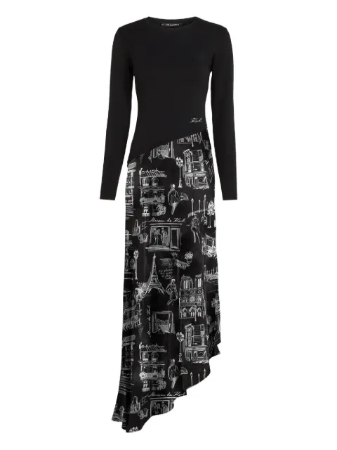 Karl Lagerfeld printed asymmetric midi dress