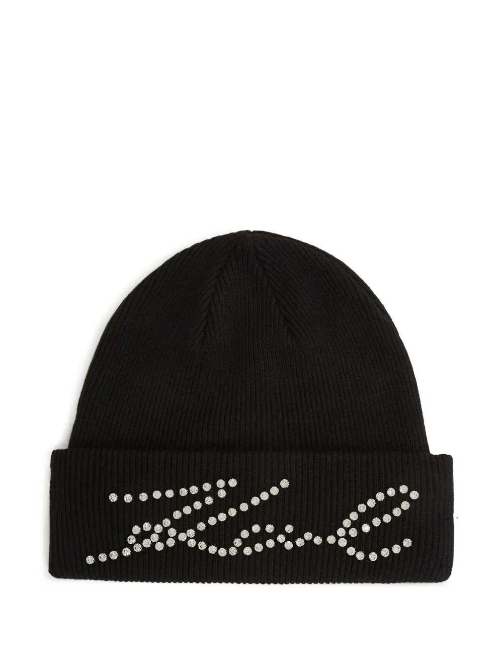 Karl Lagerfeld Berretto a coste con strass - Nero