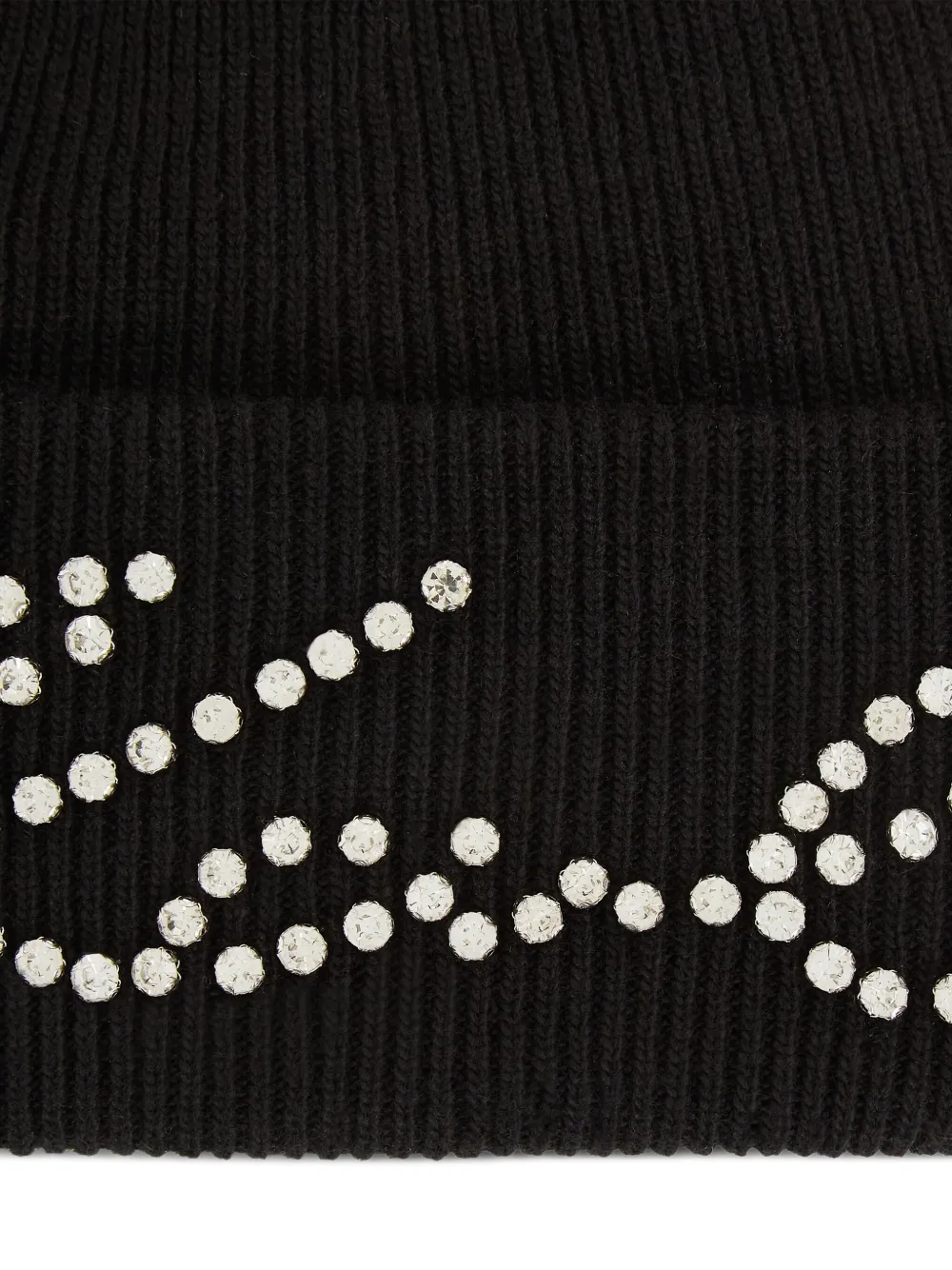 Karl Lagerfeld Geribbelde muts verfraaid met stras Zwart