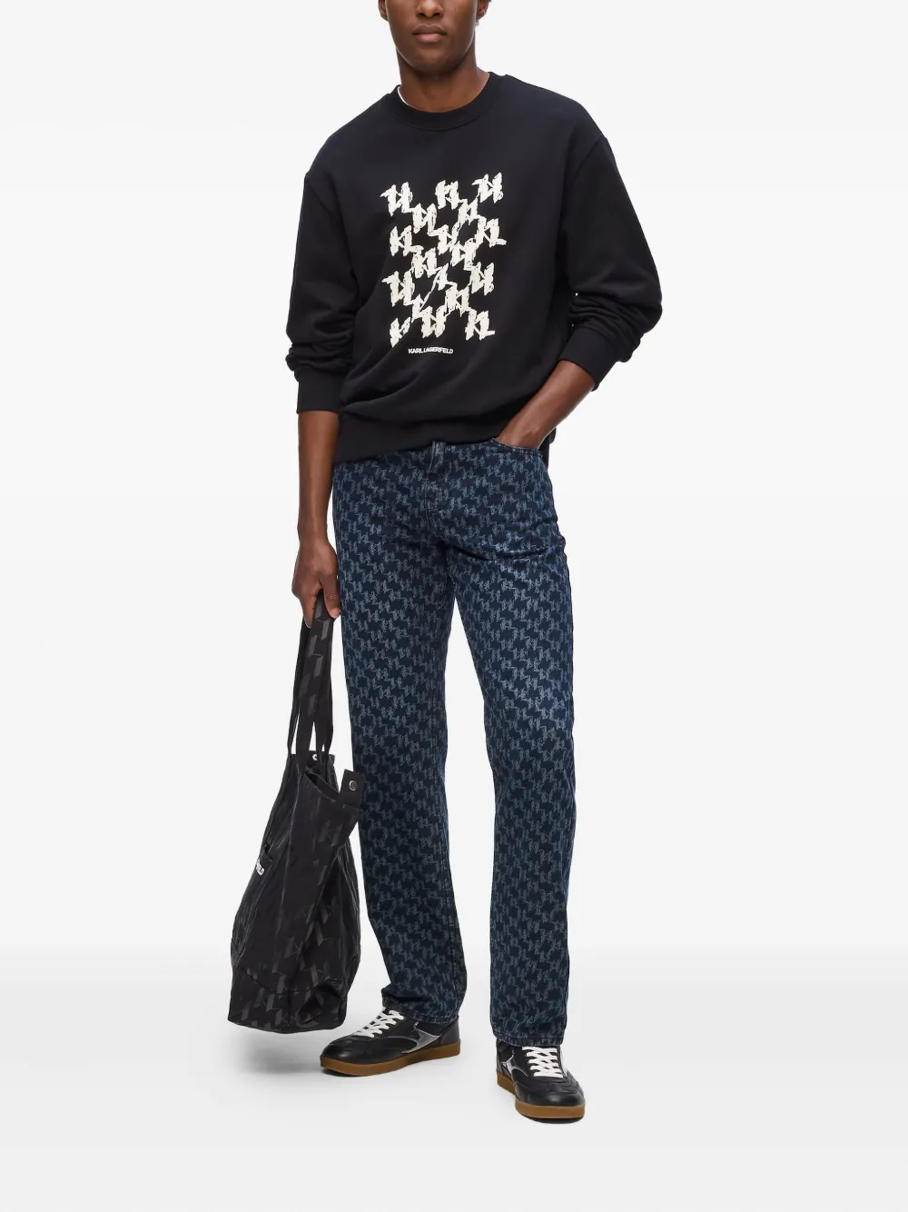 Karl Lagerfeld Sweater met monogram - Zwart