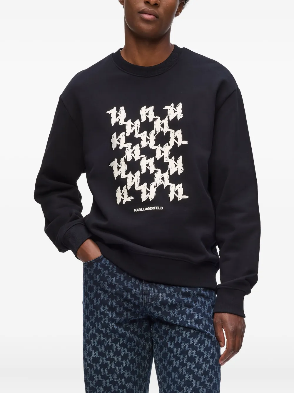 Karl Lagerfeld Sweater met monogram Zwart