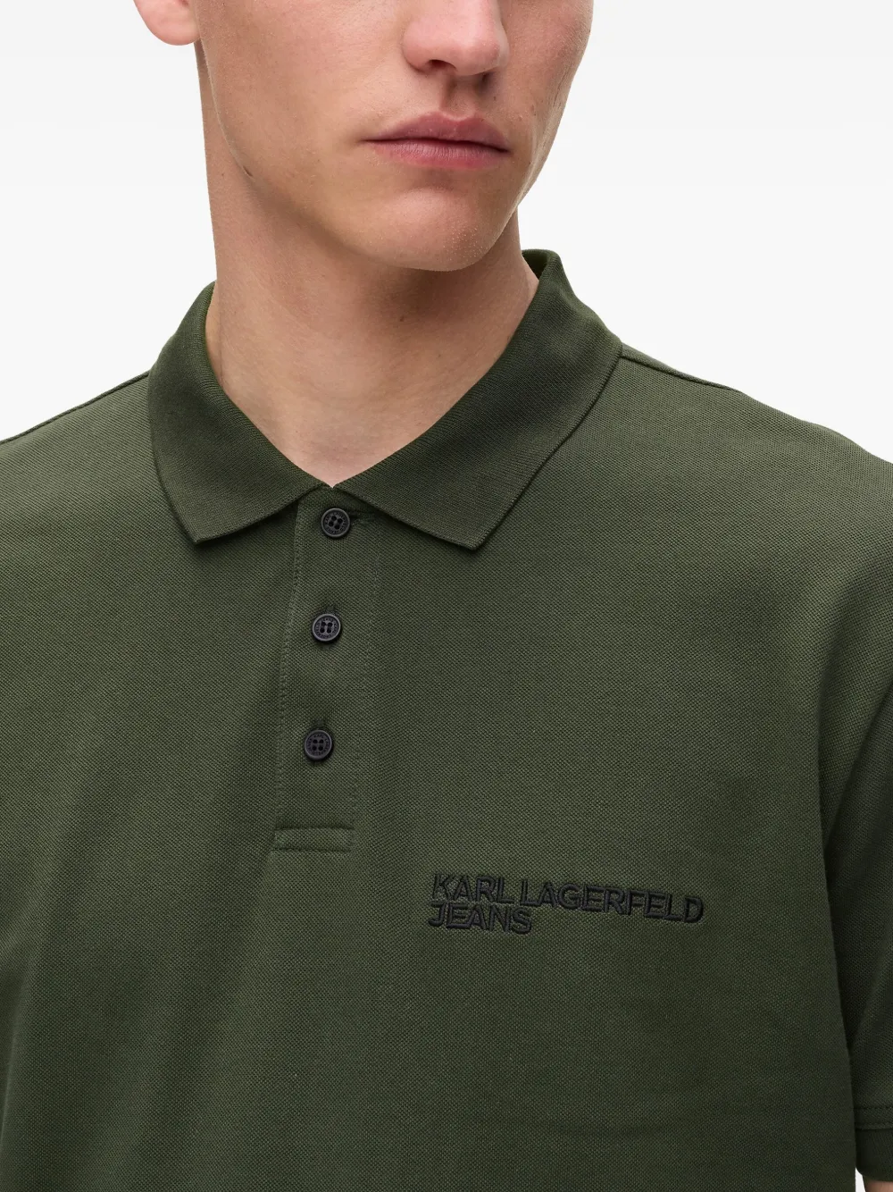 Karl Lagerfeld Jeans Poloshirt met geborduurd logo Groen