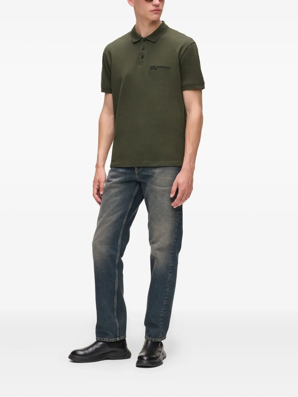Karl Lagerfeld Jeans Poloshirt met geborduurd logo - Groen