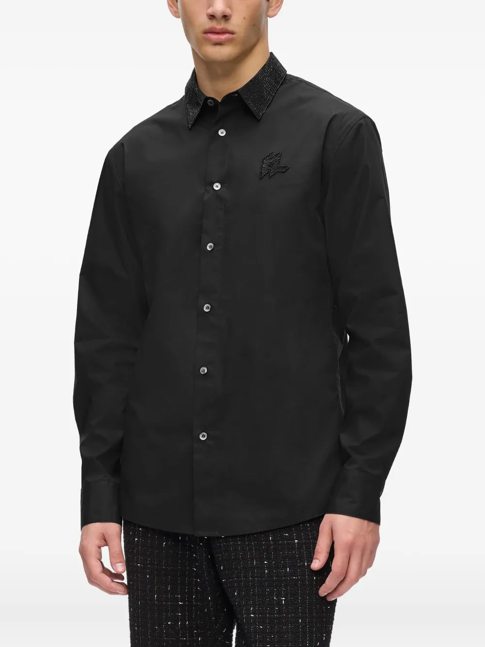 Karl Lagerfeld Overhemd met verfraaide kraag Zwart
