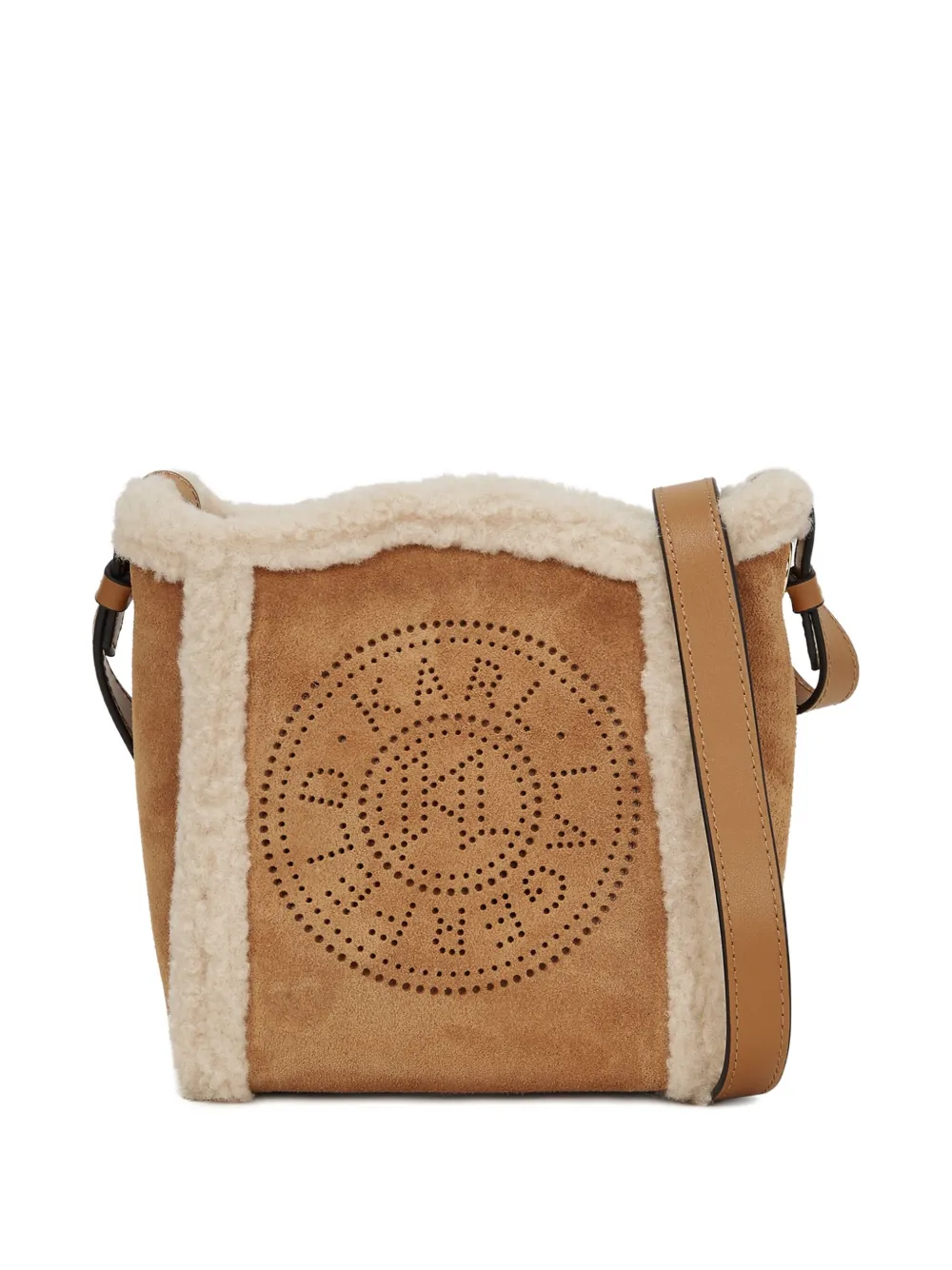 Karl Lagerfeld Small K/circle Bucket Shearling Bag In Brown