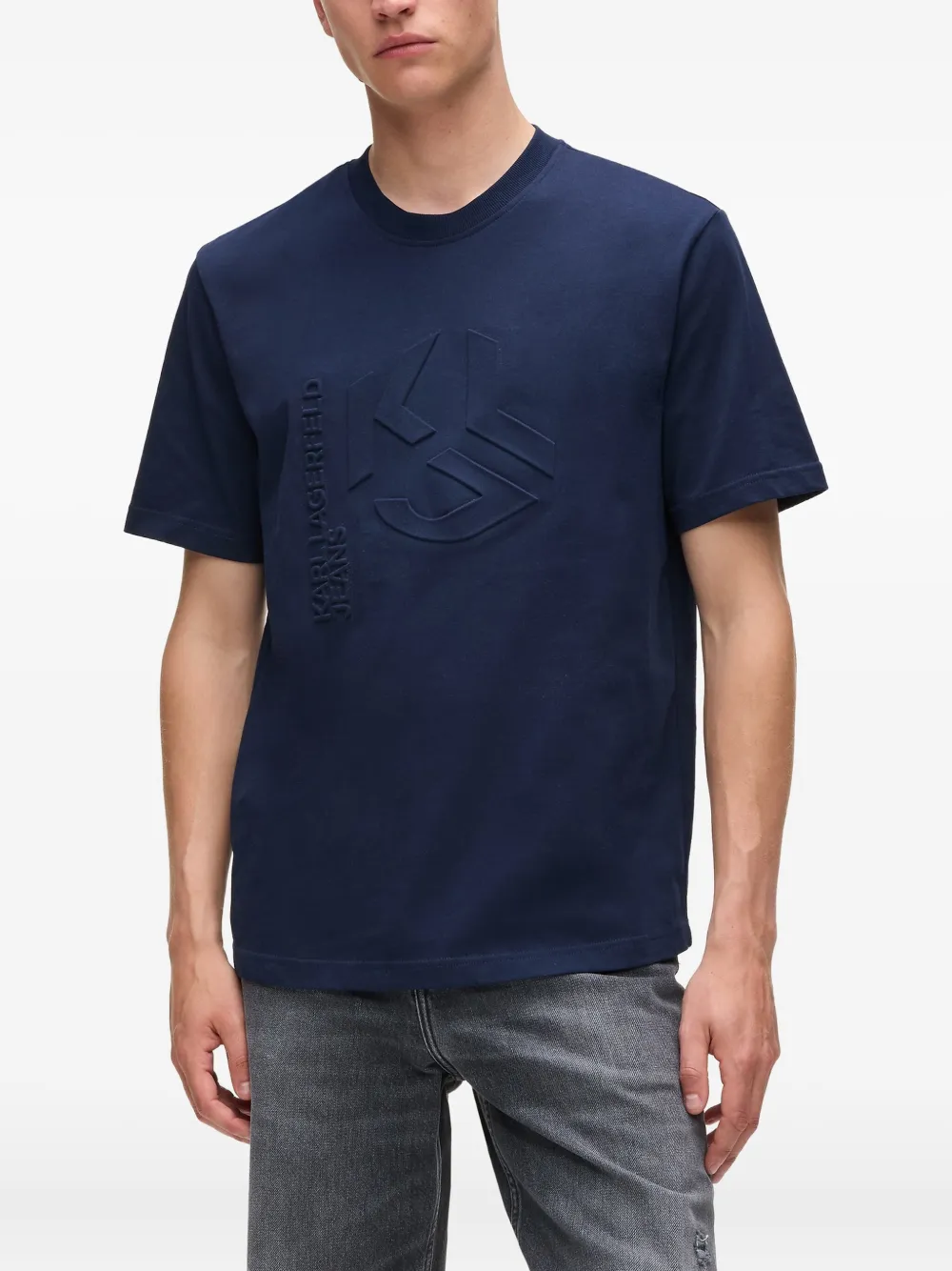 Karl Lagerfeld Jeans T-shirt met logo-reliëf Blauw