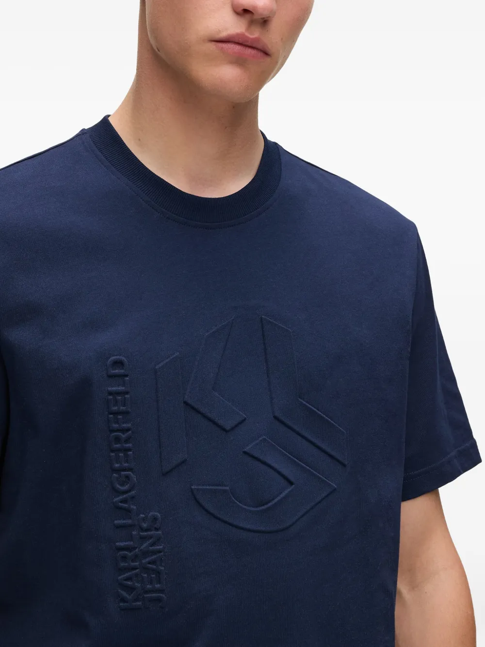 Karl Lagerfeld Jeans T-shirt met logo-reliëf Blauw