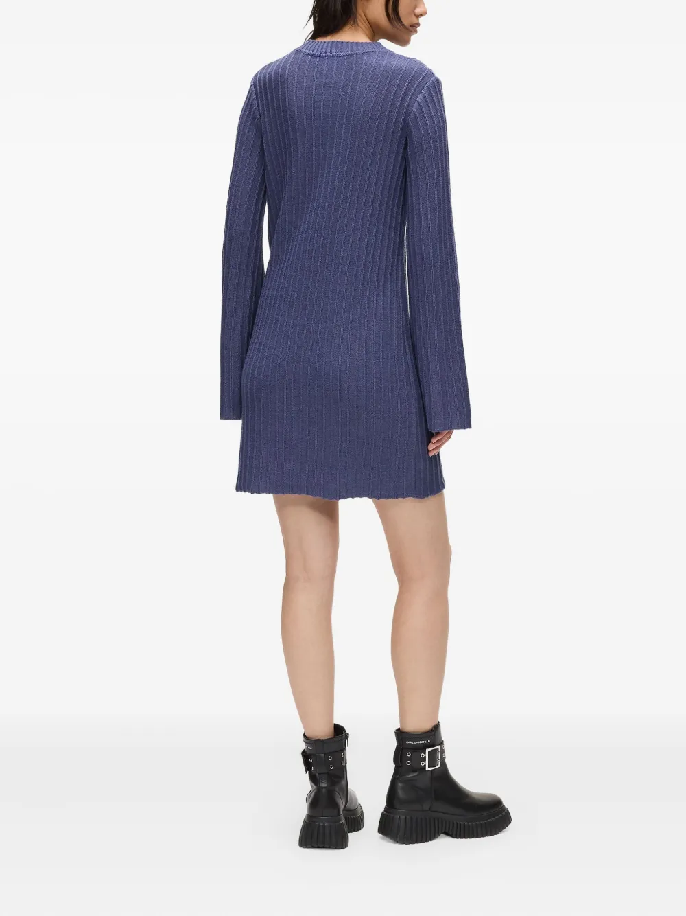 Karl Lagerfeld Jeans Geribbelde jurk met hoge hals Blauw