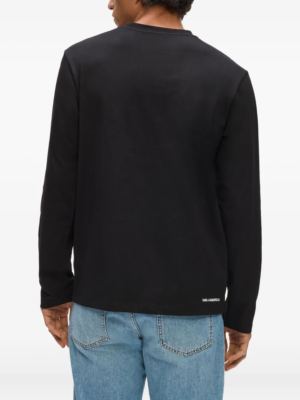 Karl Lagerfeld Ikon katoenen T-shirt met lange mouwen Zwart