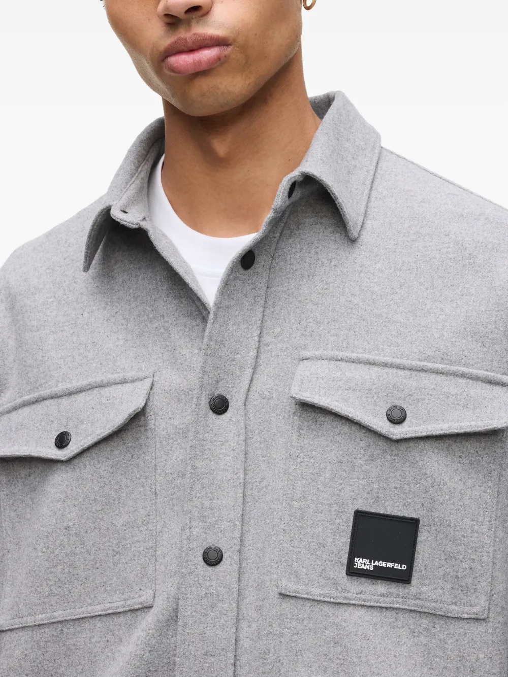 Karl Lagerfeld Jeans Flanellen overhemd met klepzak Grijs