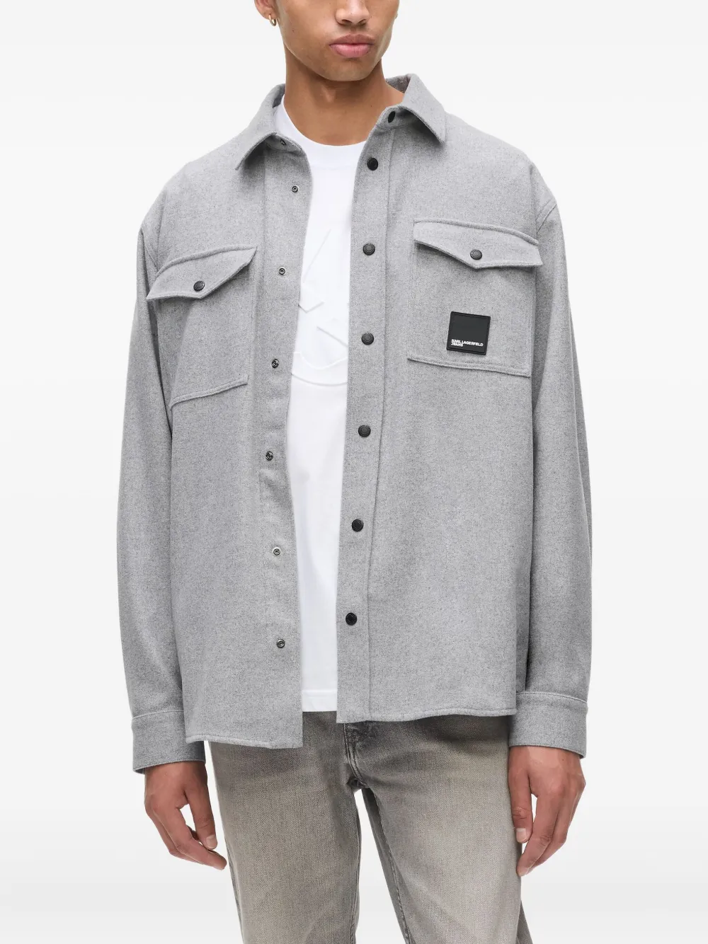 Karl Lagerfeld Jeans Flanellen overhemd met klepzak Grijs