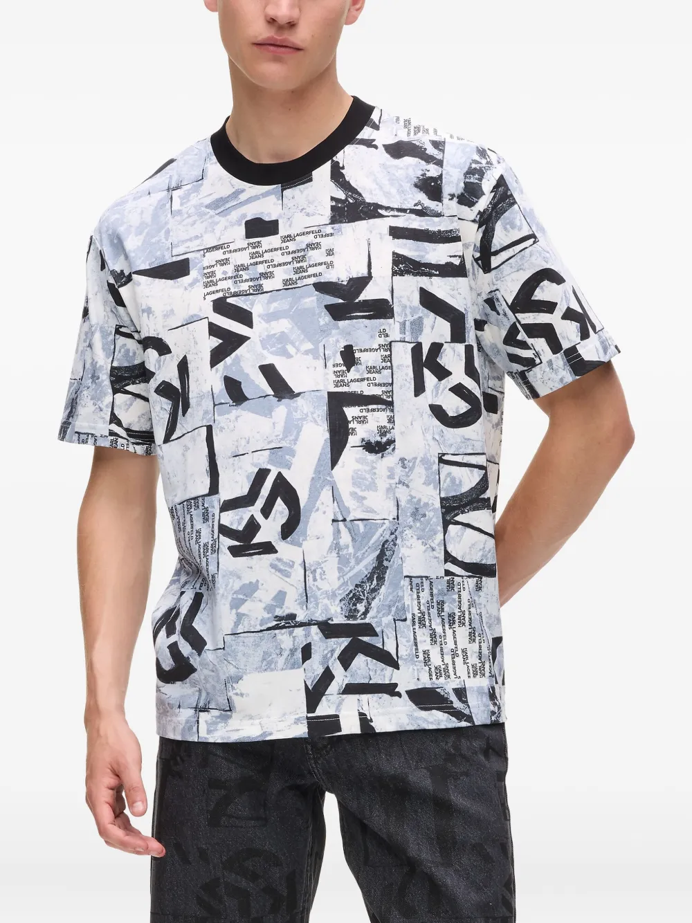 Karl Lagerfeld Jeans All-over Print Cotton T-shirt In White