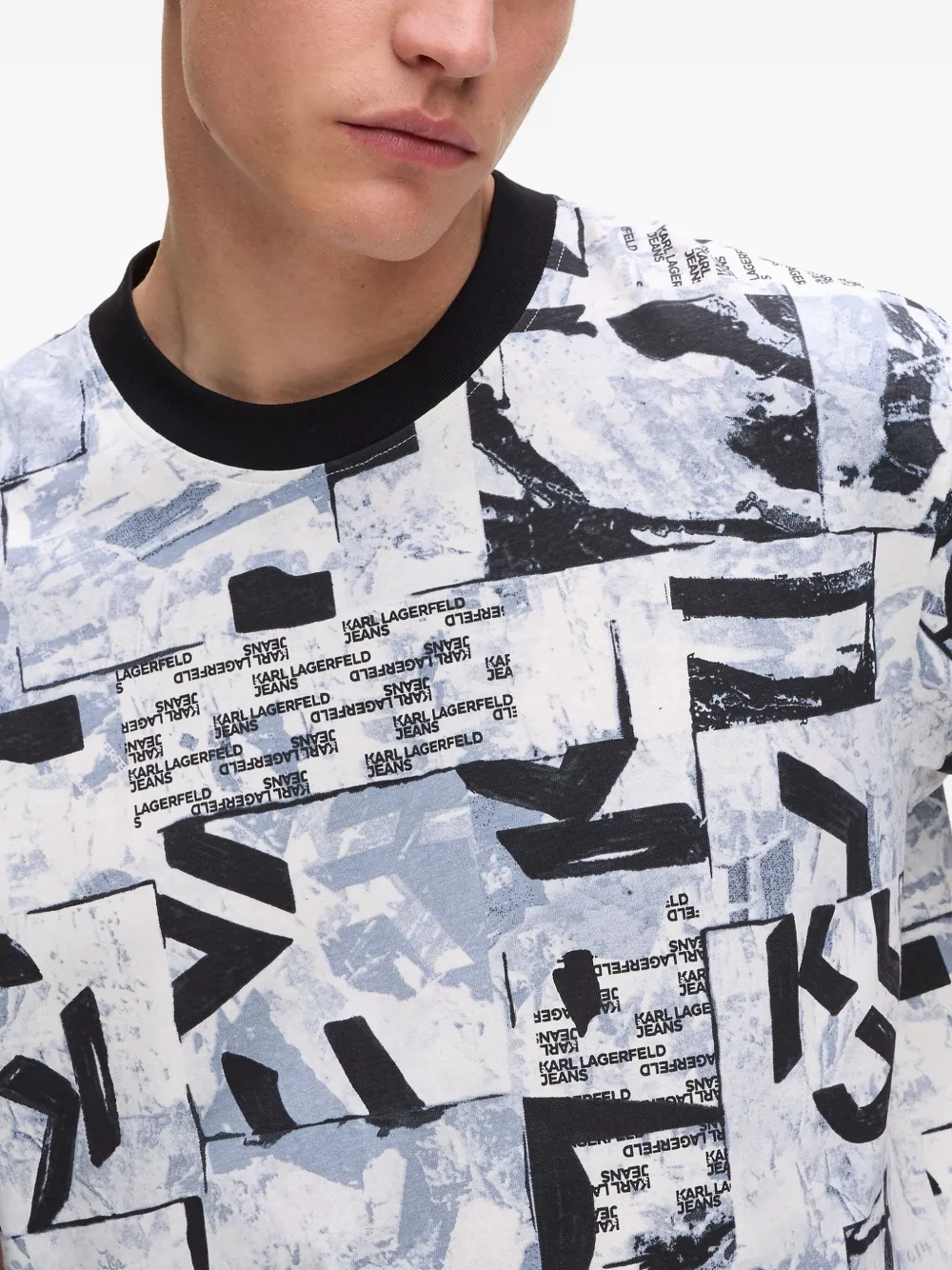 Karl Lagerfeld Jeans All-over Print Cotton T-shirt In White