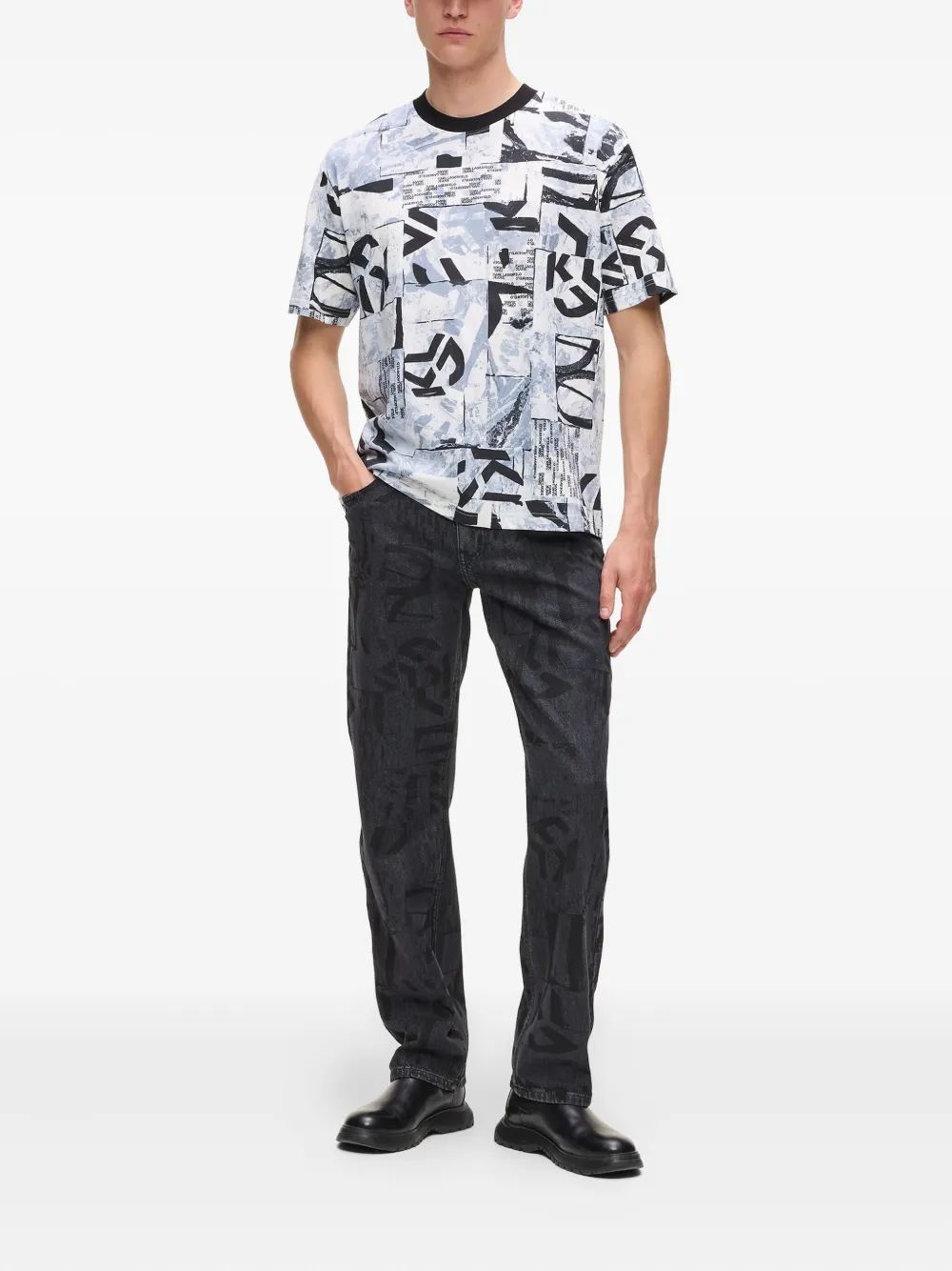Karl Lagerfeld Jeans T-shirt met all-over print - Wit