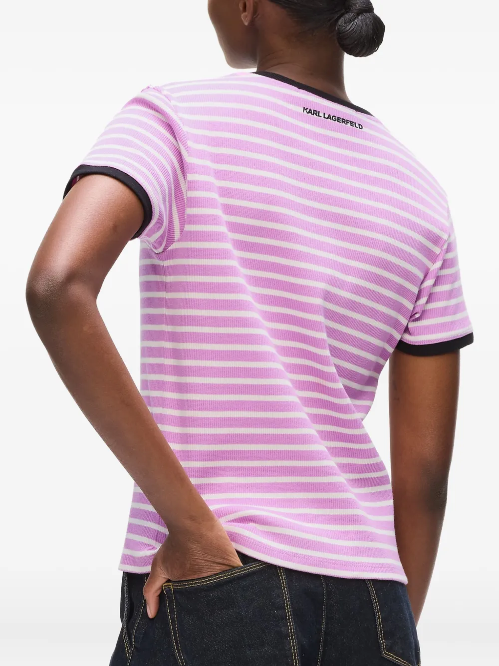 Karl Lagerfeld Striped T-shirt In Pink