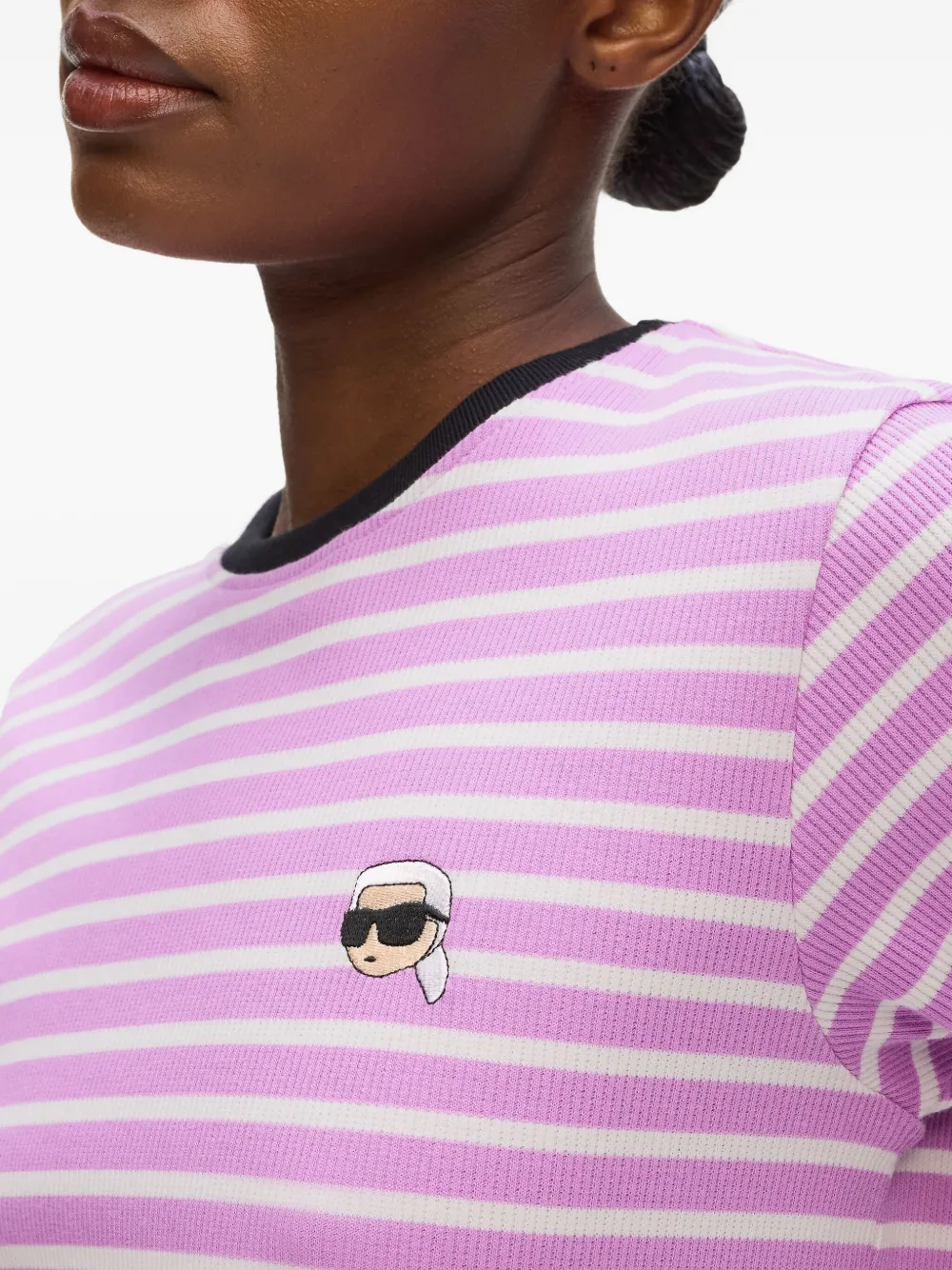 Karl Lagerfeld Striped T-shirt In Pink