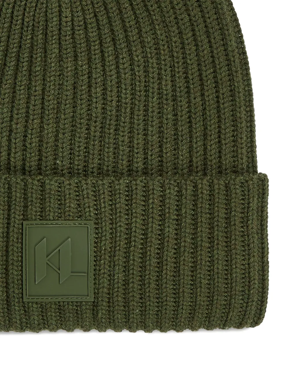Karl Lagerfeld Geribbelde muts met monogram-patch Groen