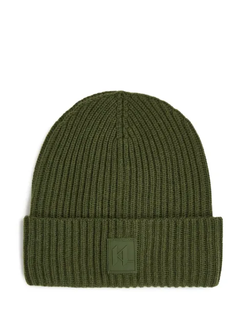 Karl Lagerfeld monogram-patch ribbed beanie