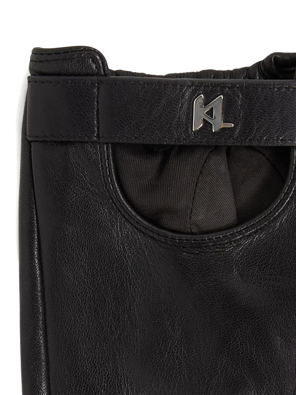 Karl Lagerfeld Vingerloze leren handschoenen met monogram Zwart