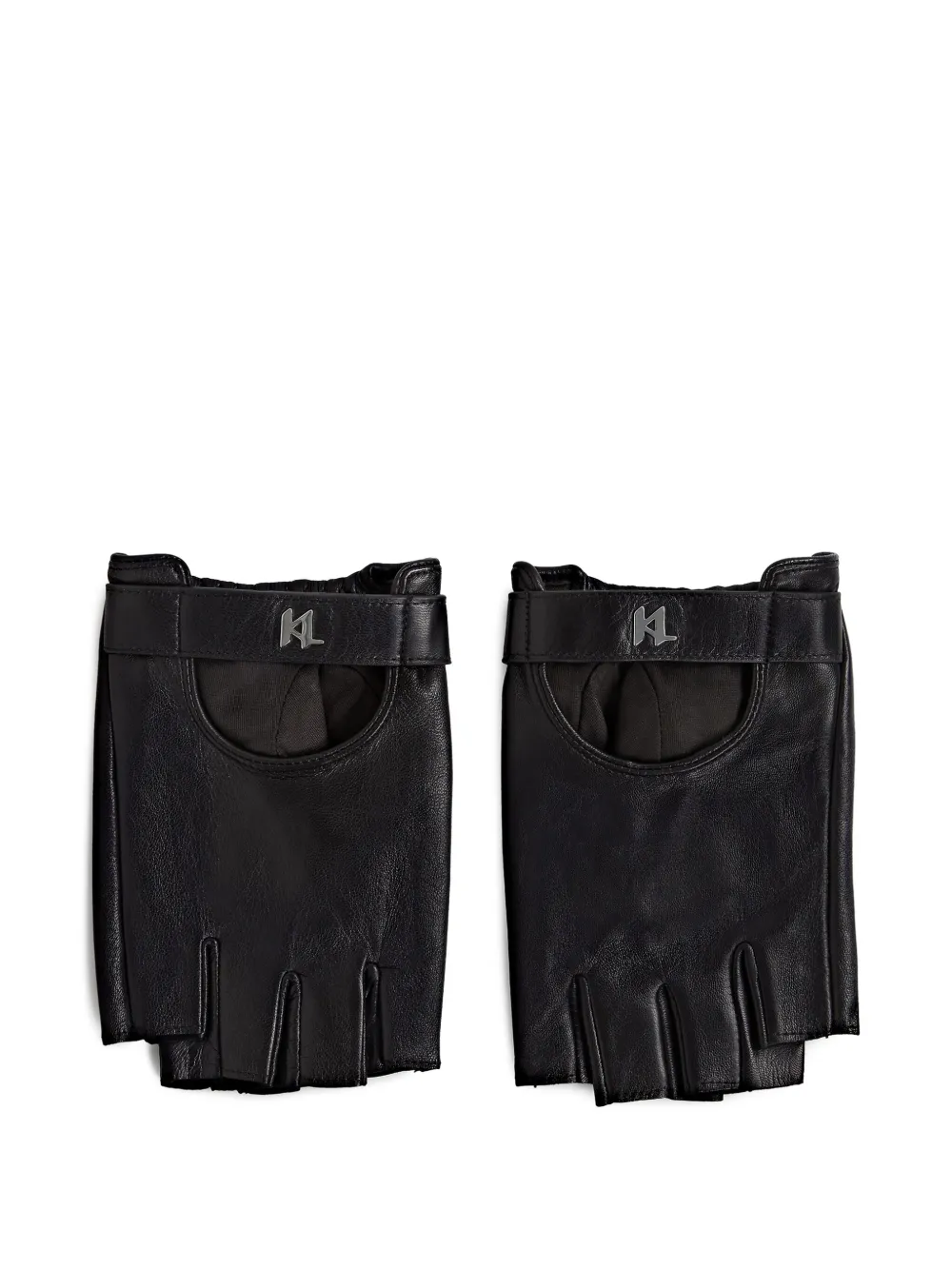 Karl Lagerfeld monogram fingerless leather gloves | Black | Image 1