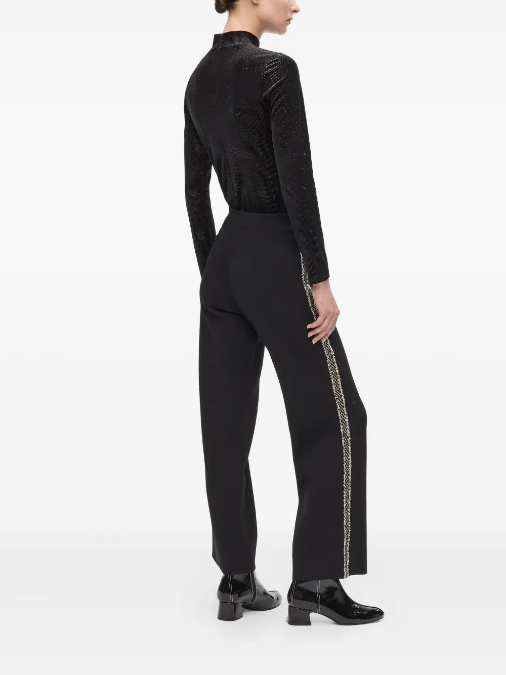 Karl Lagerfeld Boucle Detail Knit Pants In Black