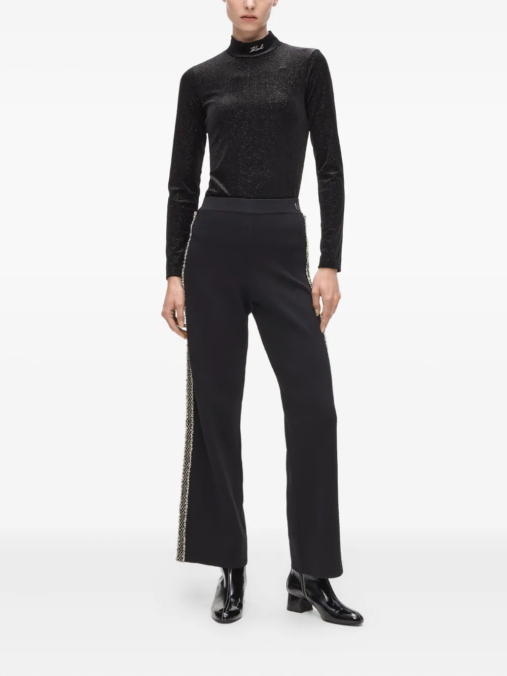 Karl Lagerfeld Gebreide broek met bouclé detail - Zwart