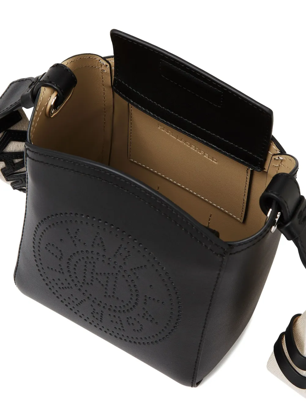 Karl Lagerfeld K Circle kleine geperforeerde bucket-tas Zwart