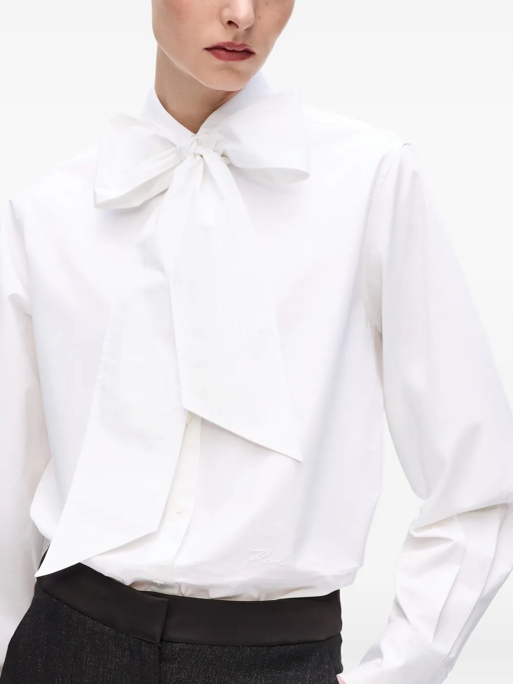 Karl Lagerfeld Katoenen blouse met strik Wit