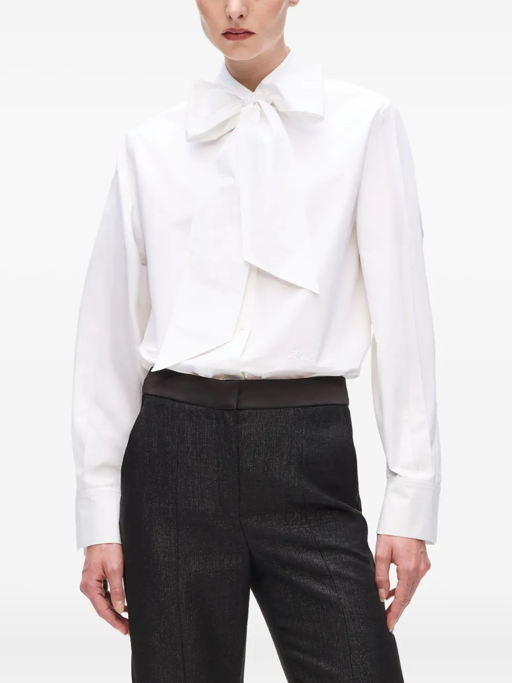 Karl Lagerfeld Katoenen blouse met strik Wit