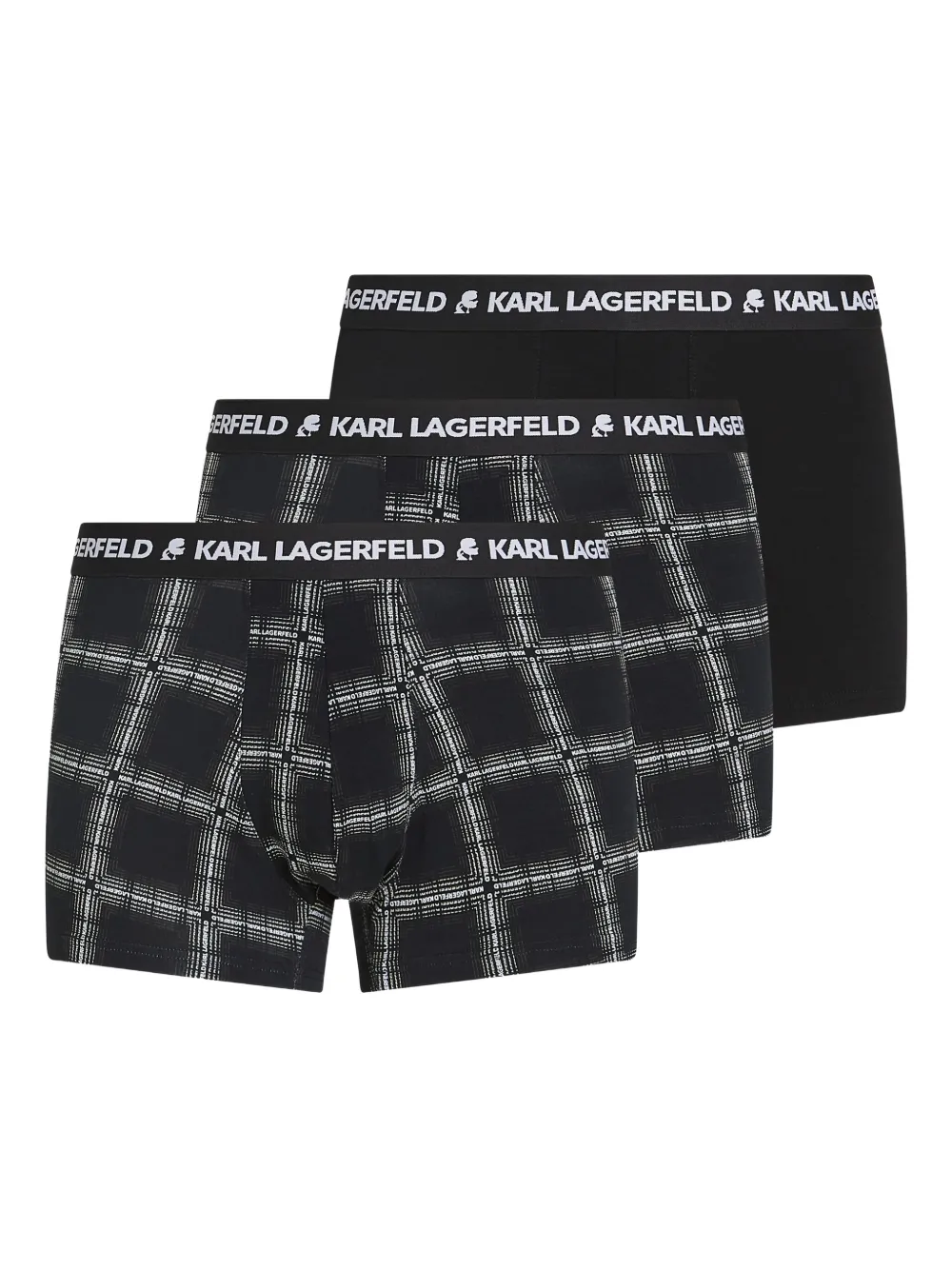 Karl Lagerfeld check-pattern boxers (pack of three) | Black | Image 1