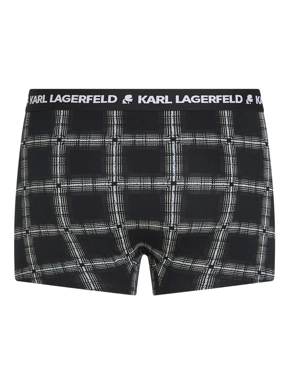 Karl Lagerfeld Drie boxershorts met geruit patroon Zwart