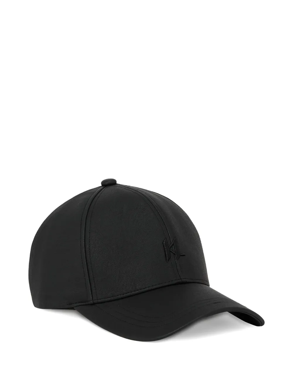 Karl Lagerfeld embroidered-logo leather cap | Black | Image 1