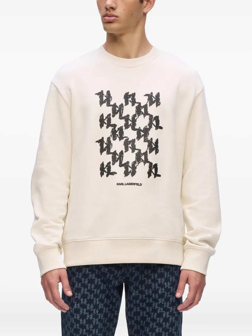 Karl Lagerfeld Monogram-box Sweatshirt In White