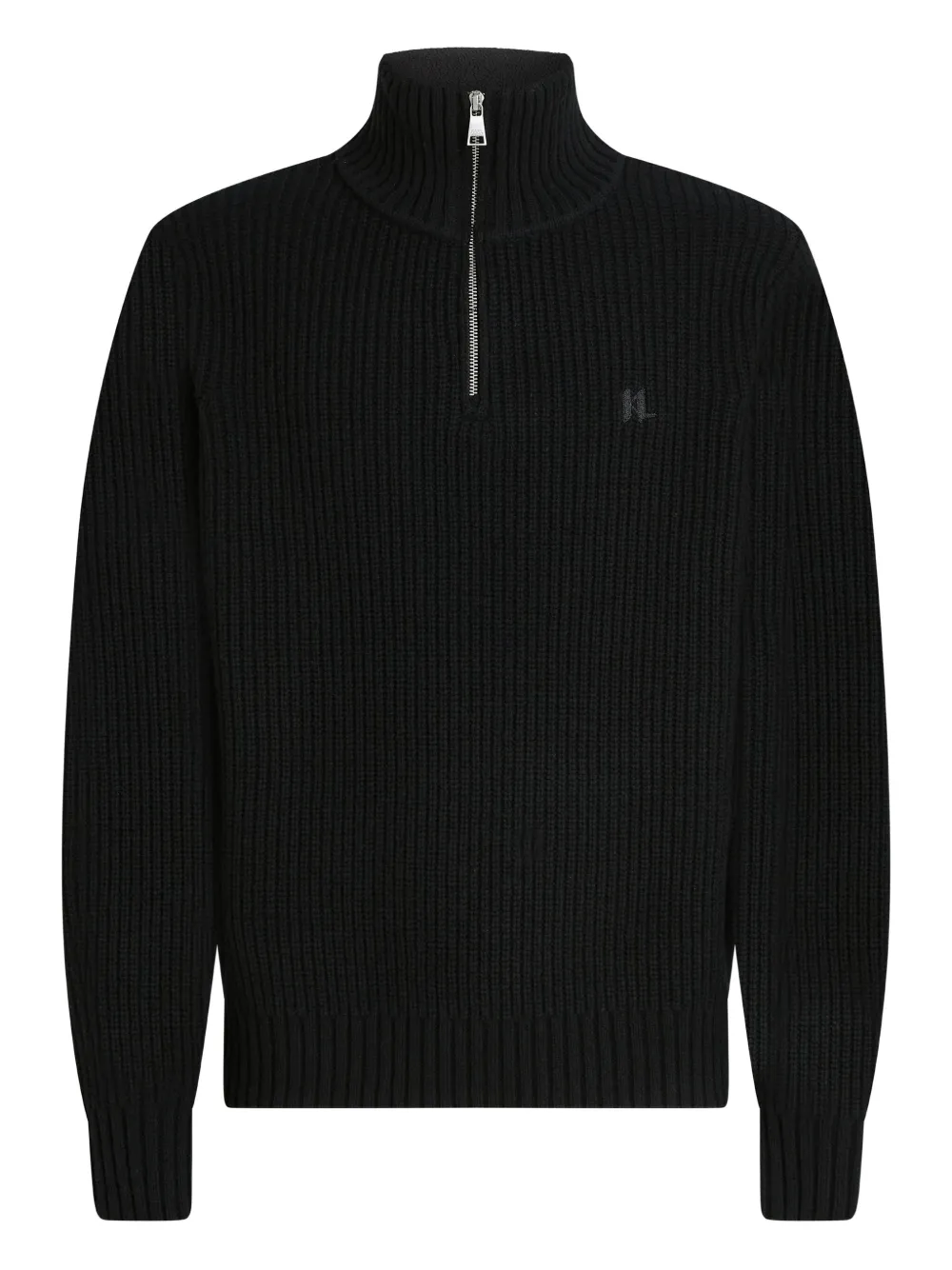 Karl Lagerfeld Half-zip Turtleneck Sweater In Black