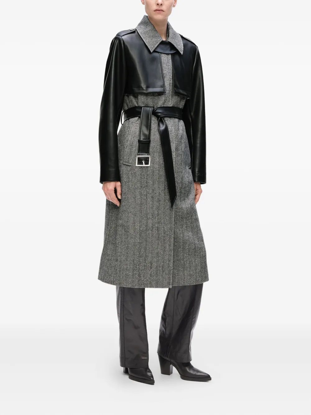 Karl Lagerfeld Jas met visgraatpatroon en ceintuur Zwart