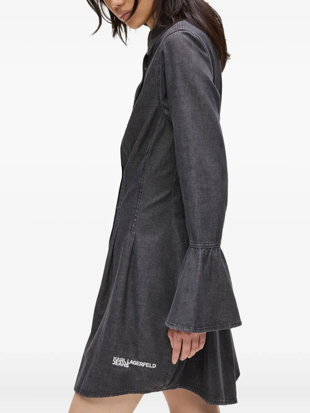 Karl Lagerfeld Jeans Spijkerjurk met klokmouwen Zwart