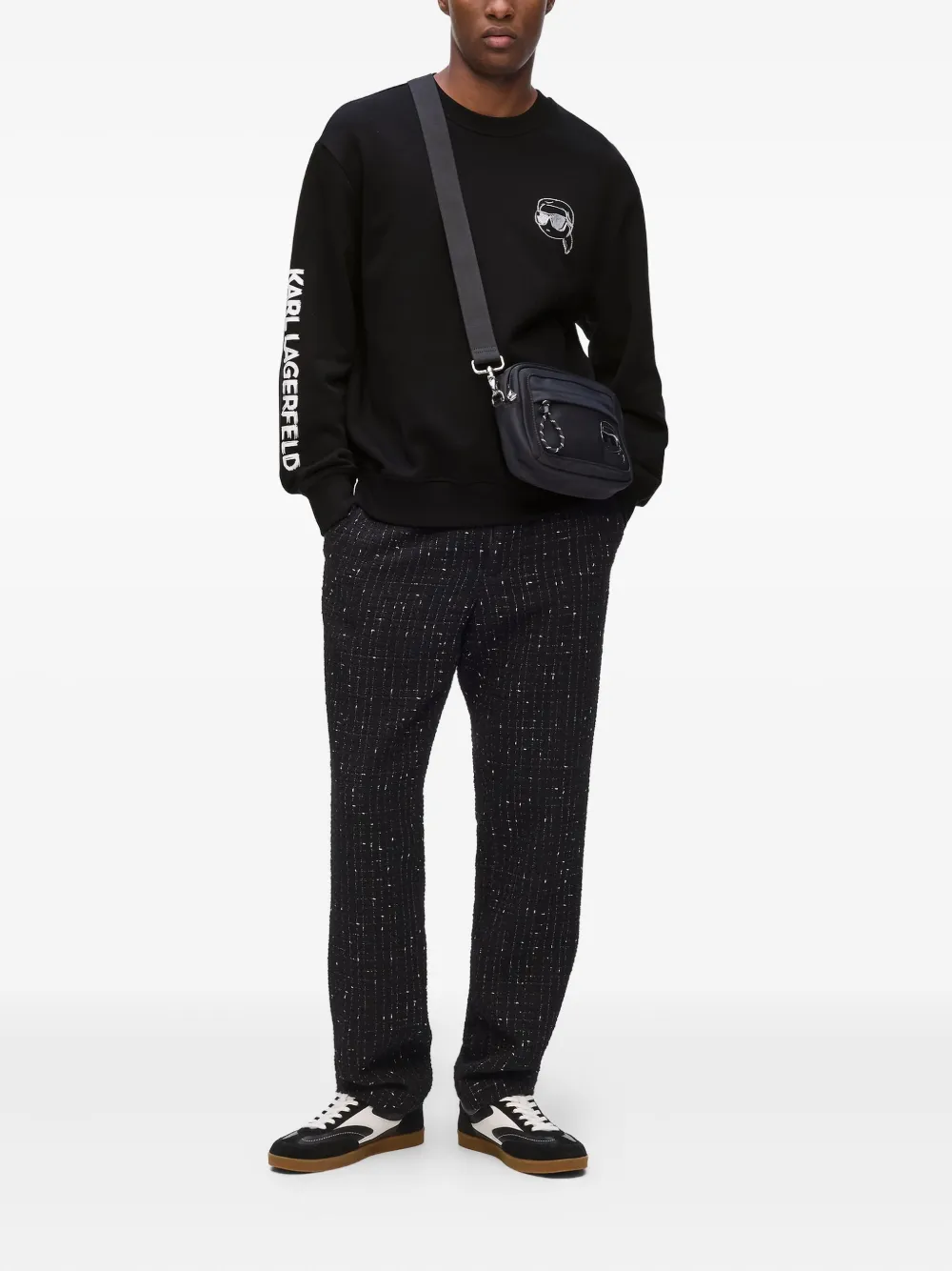 Karl Lagerfeld Sweater met geborduurd logo - Zwart