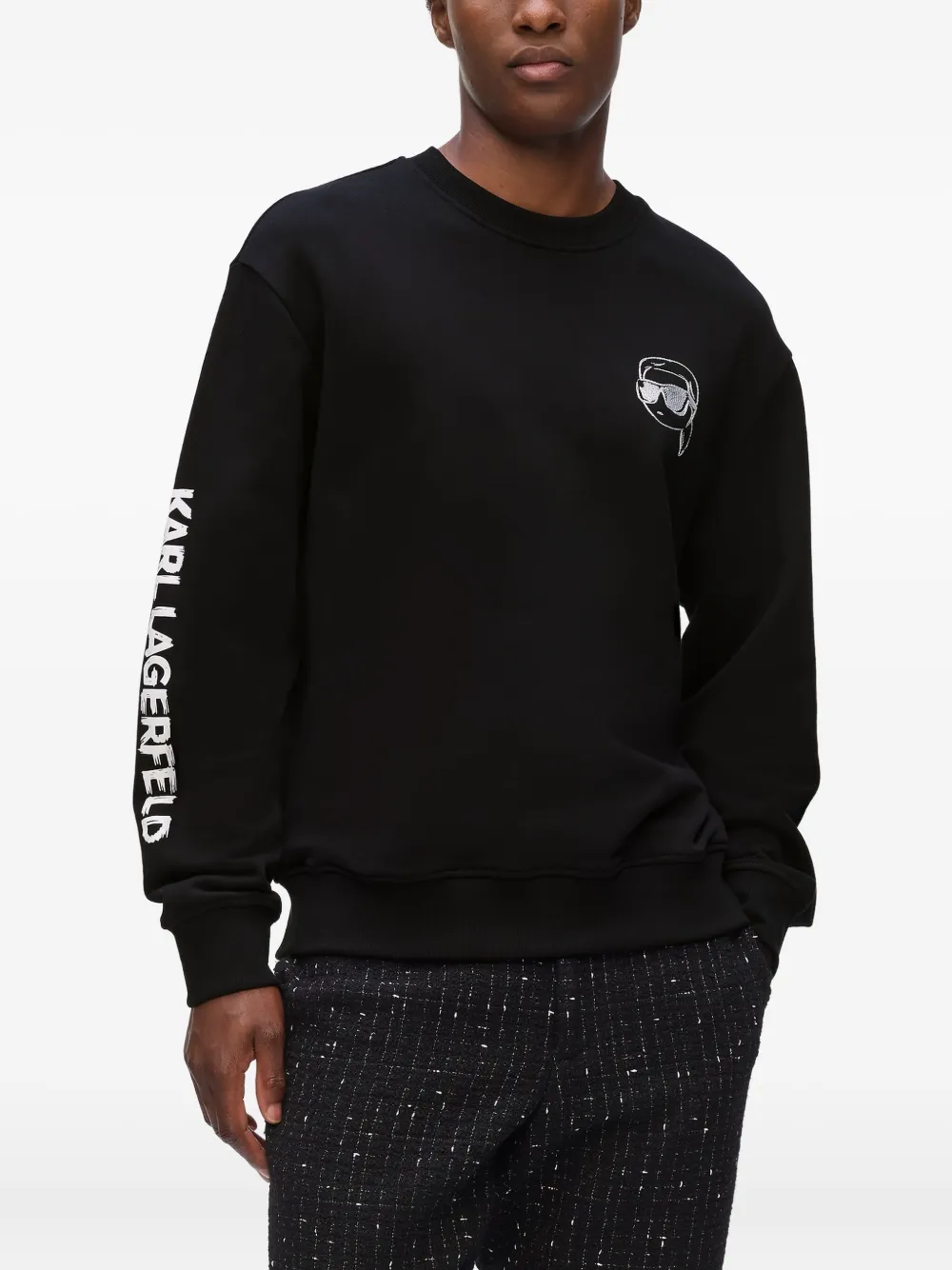 Karl Lagerfeld Sweater met geborduurd logo Zwart