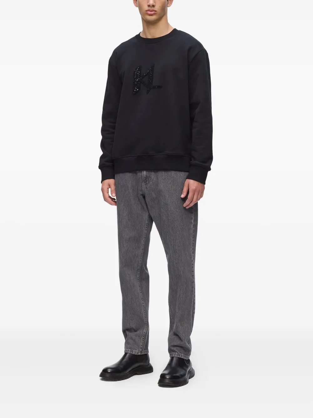 Karl Lagerfeld Sweater verfraaid met logo - Zwart