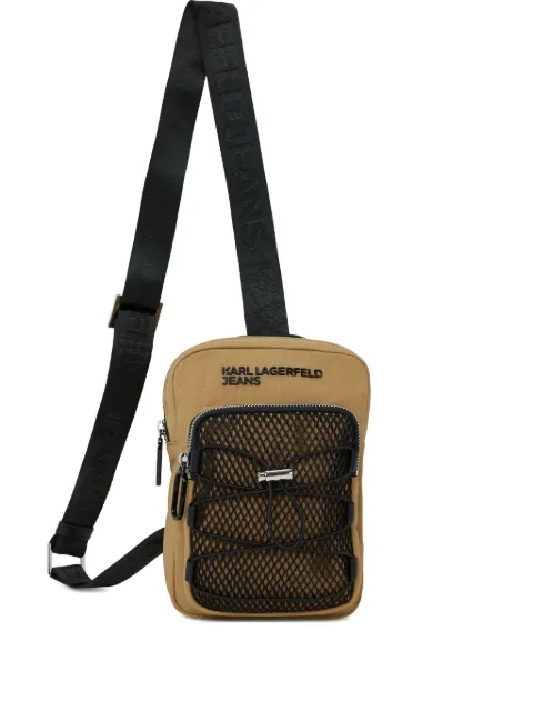 Karl Lagerfeld Jeans mochila tipo mensajero con panel de malla