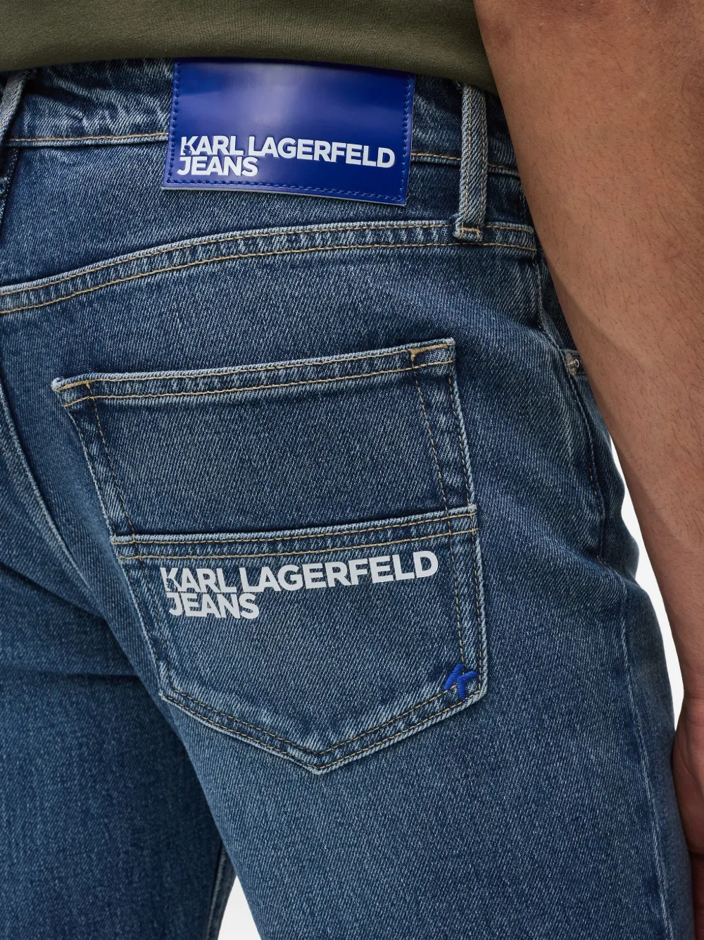 Karl Lagerfeld Jeans Logo-plaque Denim Jeans In Blue