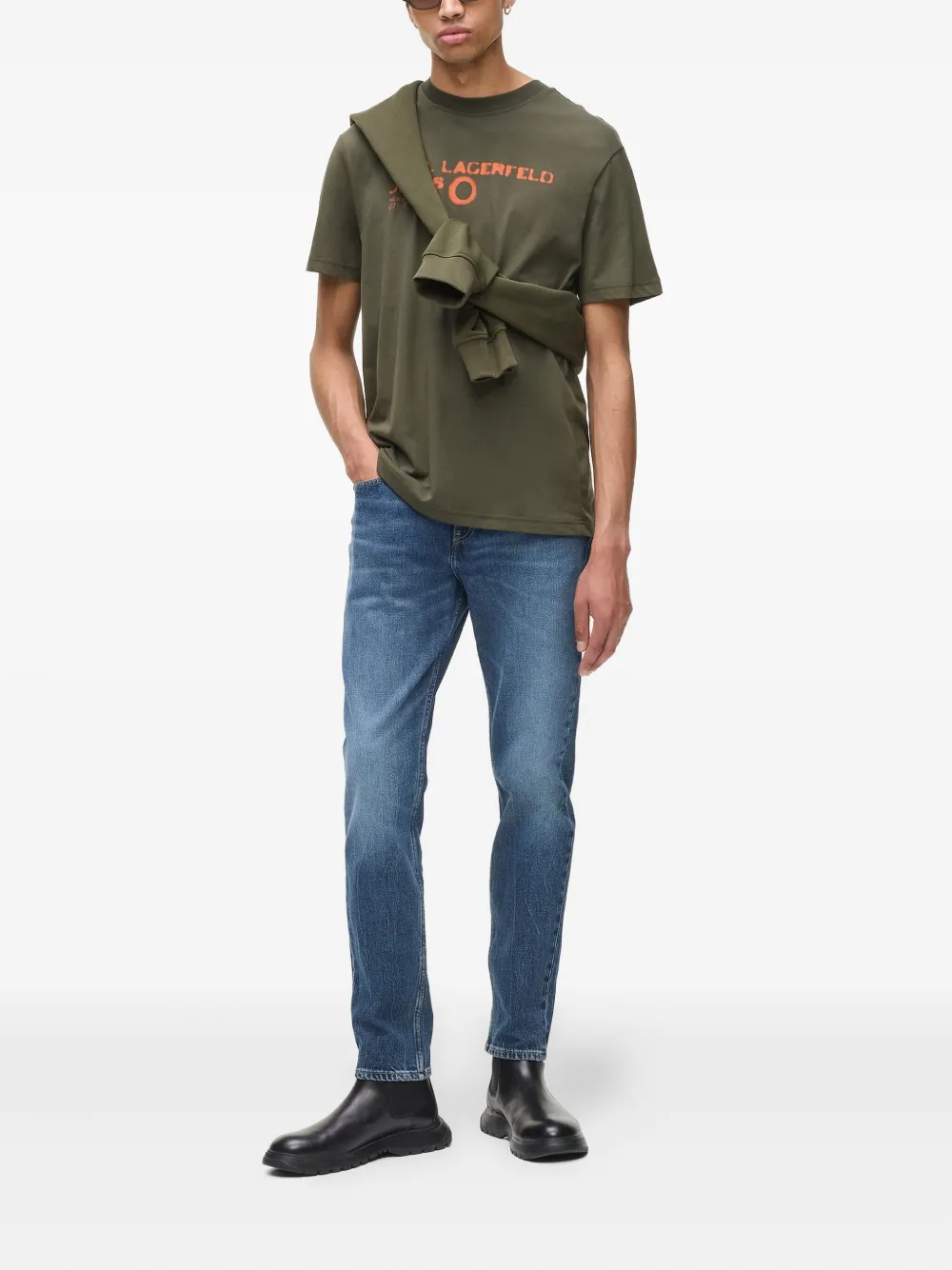 Karl Lagerfeld Jeans Jeans met logoplakkaat - Blauw