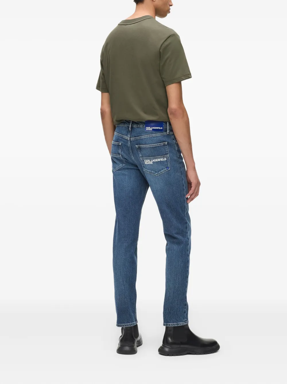 Karl Lagerfeld Jeans Logo-plaque Denim Jeans In Blue