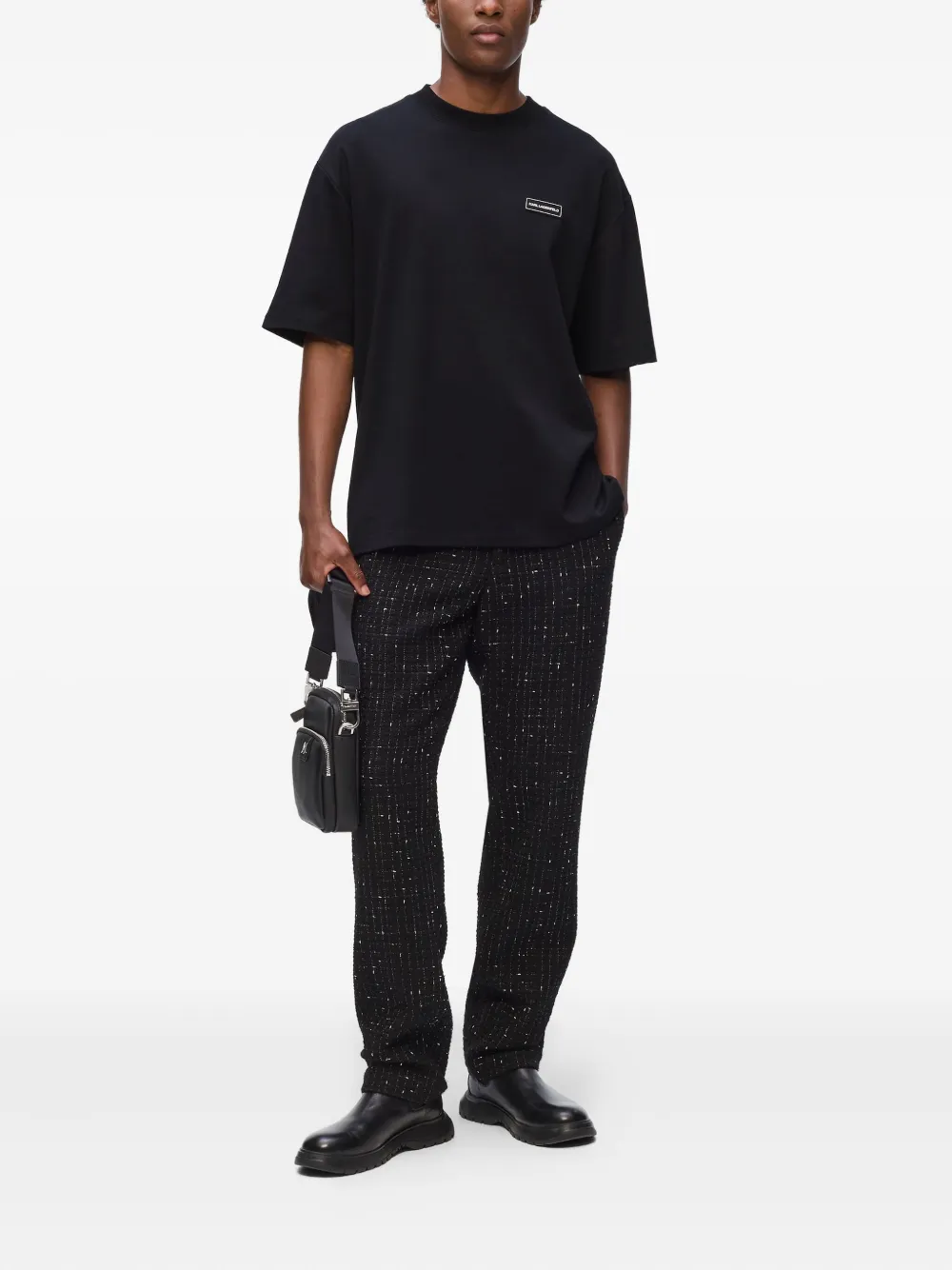 Karl Lagerfeld T-shirt met logoplakkaat - Zwart