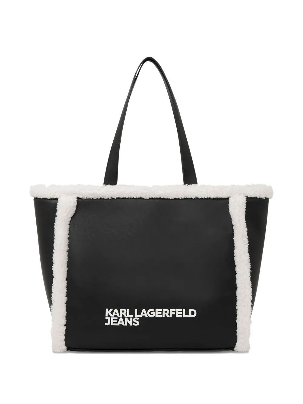 Karl Lagerfeld Jeans Borsa tote con orlo in shearling - Nero