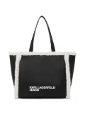 Karl Lagerfeld Jeans shearling-trimmed tote bag - Black