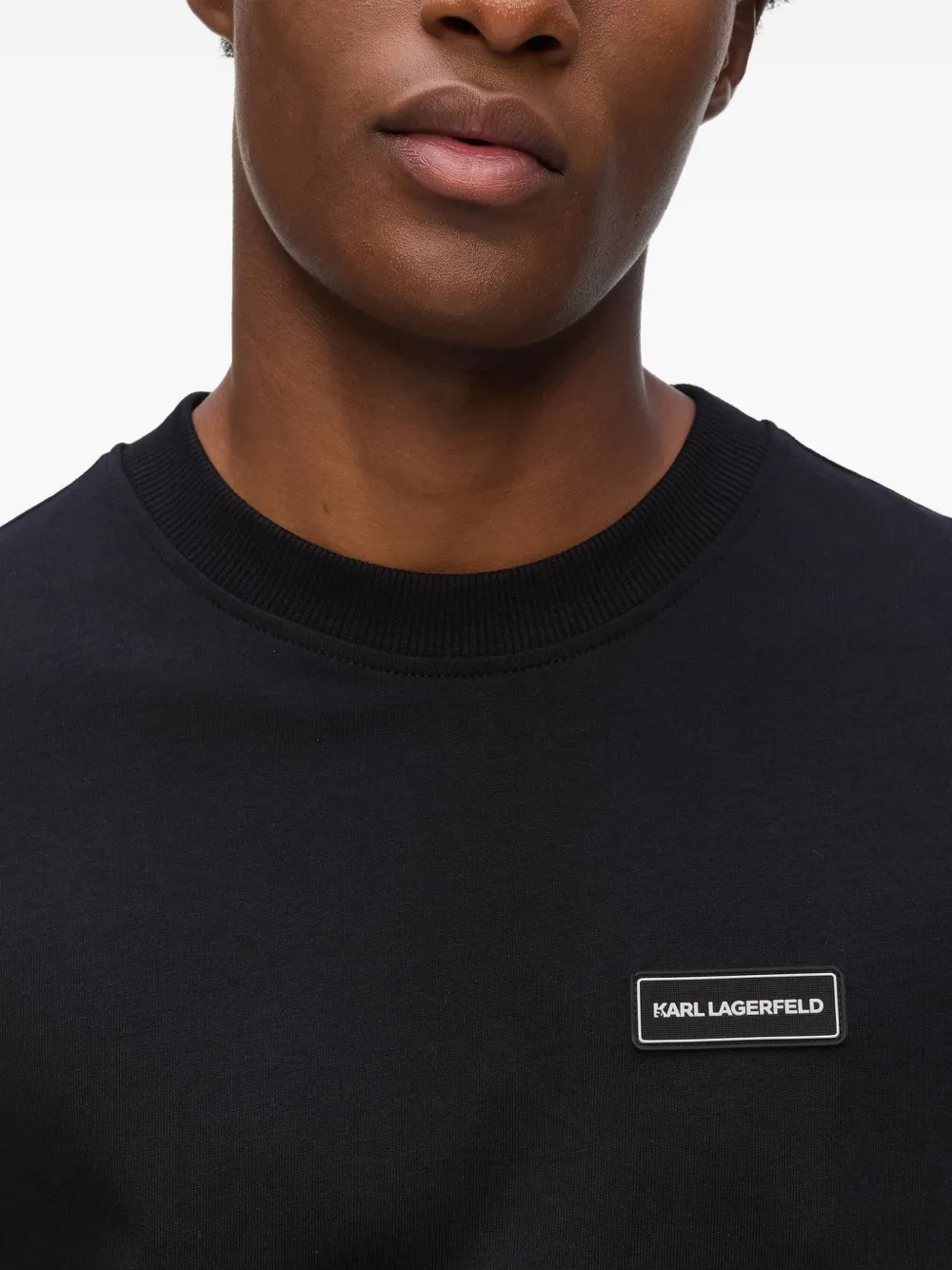 Karl Lagerfeld Logo-patch Long-sleeve T-shirt In Black