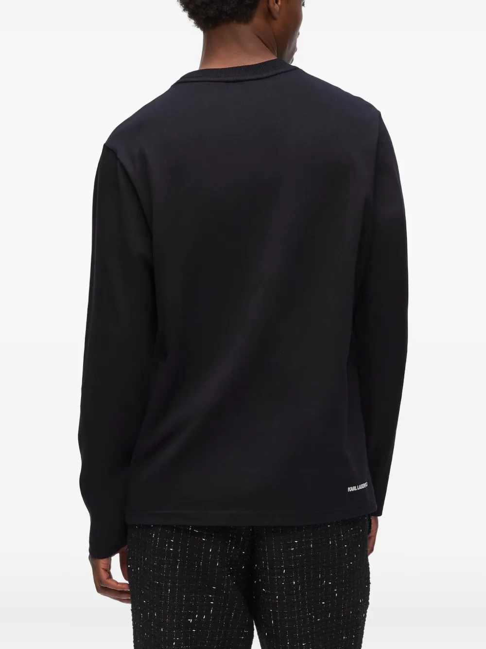 Karl Lagerfeld Logo-patch Long-sleeve T-shirt In Black