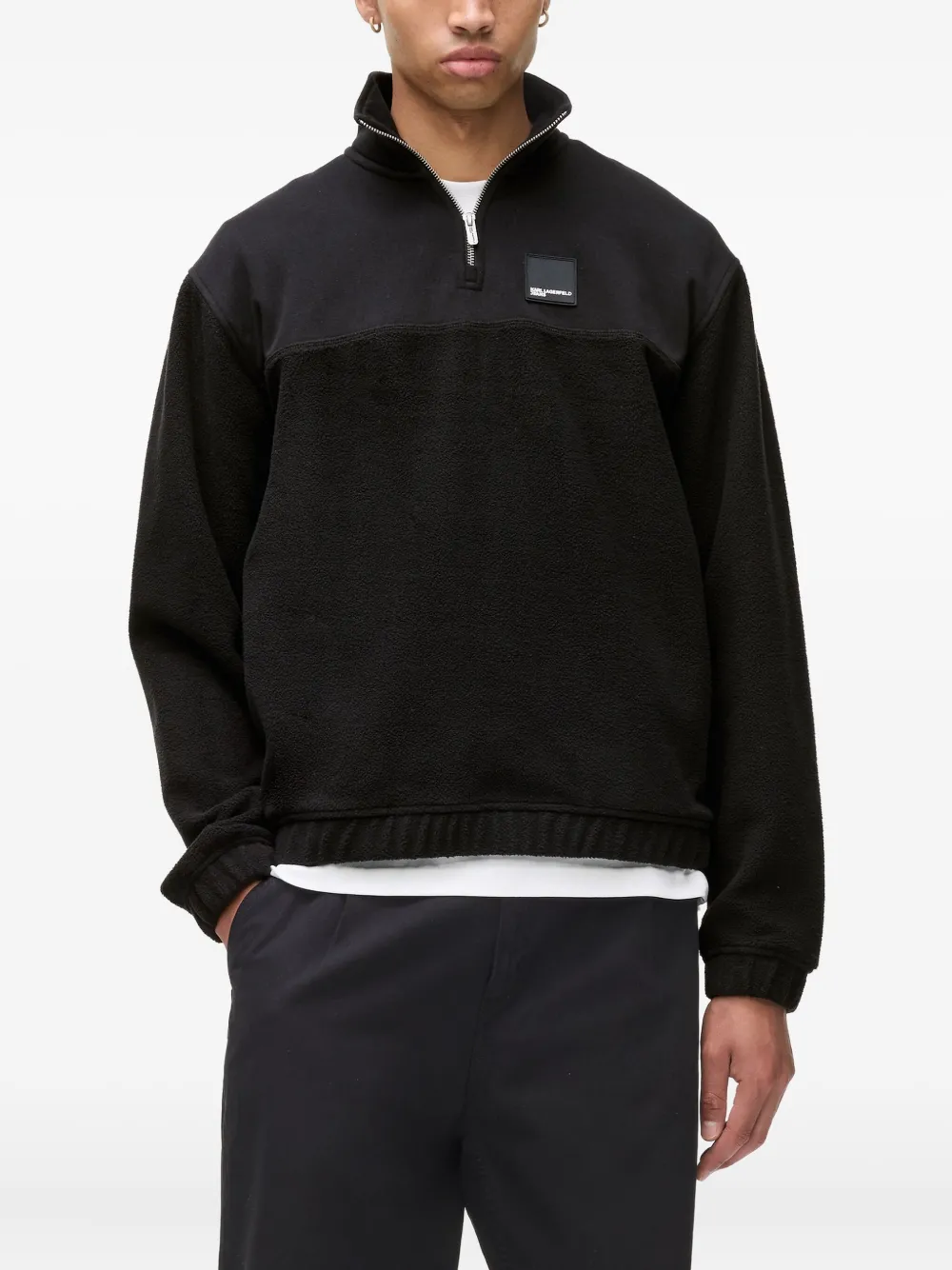 Karl Lagerfeld Jeans Fleece Half-zip Sweatshirt In Black